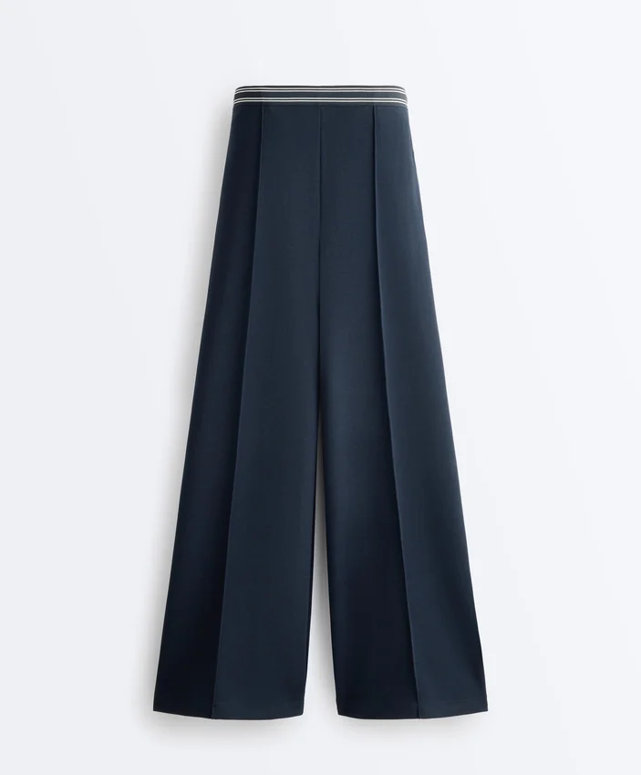 Pantalones rectos de piqué con ribetes de algodón y contraste Pantalones rectos de piqué con ribetes de algodón y contraste
