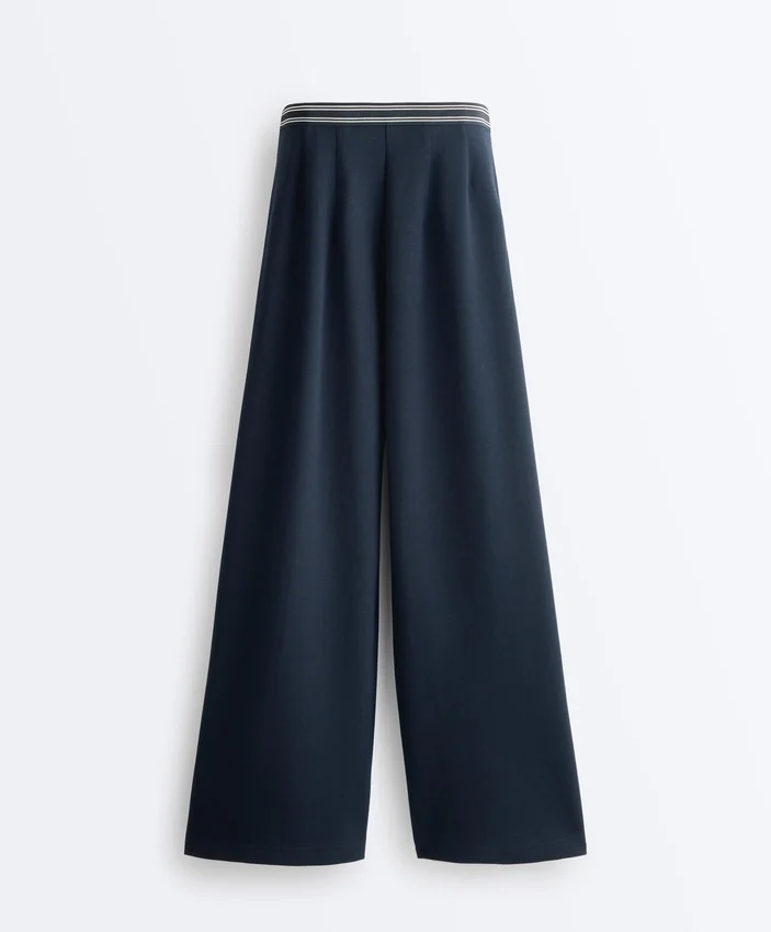 Pantalones rectos de piqué con ribetes de algodón y contraste Pantalones rectos de piqué con ribetes de algodón y contraste