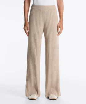 Pantalones rectos de punto acanalado