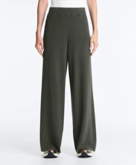 Pantalones rectos de punto acanalado
