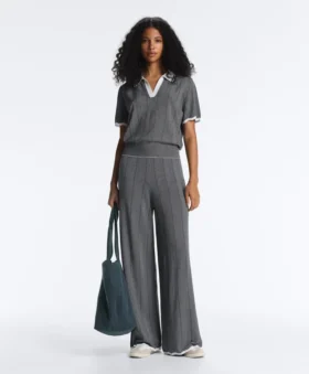 Pantalones rectos de punto con diseño en espiga