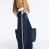 Pantalones rectos de sarga con cinta lateral