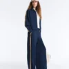 Pantalones rectos de sarga con cinta lateral