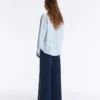 Pantalones rectos de sarga con cinta lateral
