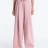 Pantalones rectos plisados de piqué de algodón