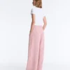 Pantalones rectos plisados de piqué de algodón