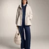 Pantalones tipo capullo con pliegue lateral y modal cepillado Pantalones tipo capullo con pliegue lateral y modal cepillado