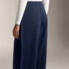 Pantalones tipo capullo con pliegue lateral y modal cepillado Pantalones tipo capullo con pliegue lateral y modal cepillado