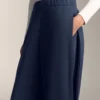 Pantalones tipo capullo con pliegue lateral y modal cepillado Pantalones tipo capullo con pliegue lateral y modal cepillado