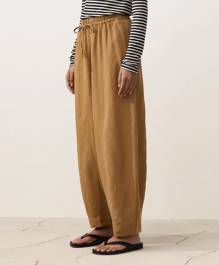 Pantalones tipo globo de mezcla de lyocell y 24 % de lino con costuras Pantalones tipo globo de mezcla de lyocell y 24 % de lino con costuras