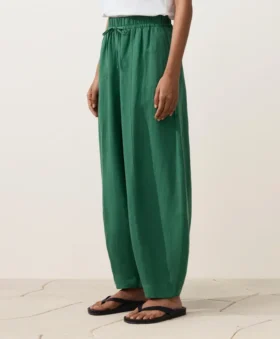 Pantalones tipo globo de mezcla de lyocell y 24 % de lino con costuras