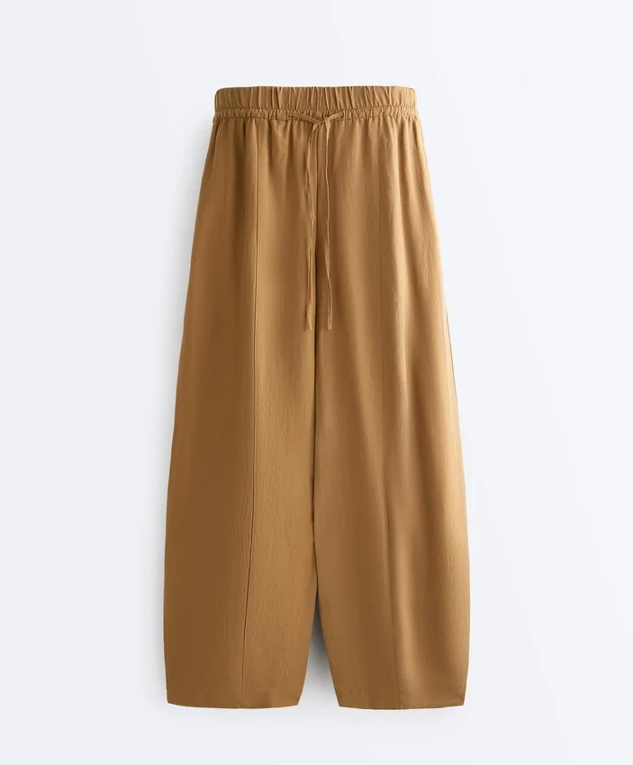 Pantalones tipo globo de mezcla de lyocell y 24 % de lino con costuras Pantalones tipo globo de mezcla de lyocell y 24 % de lino con costuras
