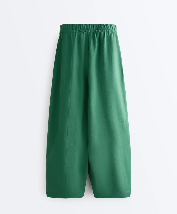 Pantalones tipo globo de mezcla de lyocell y 24 % de lino con costuras Pantalones tipo globo de mezcla de lyocell y 24 % de lino con costuras