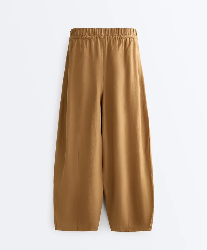 Pantalones tipo globo de mezcla de lyocell y 24 % de lino con costuras Pantalones tipo globo de mezcla de lyocell y 24 % de lino con costuras