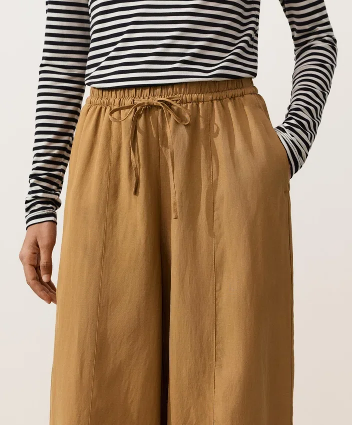 Pantalones tipo globo de mezcla de lyocell y 24 % de lino con costuras Pantalones tipo globo de mezcla de lyocell y 24 % de lino con costuras