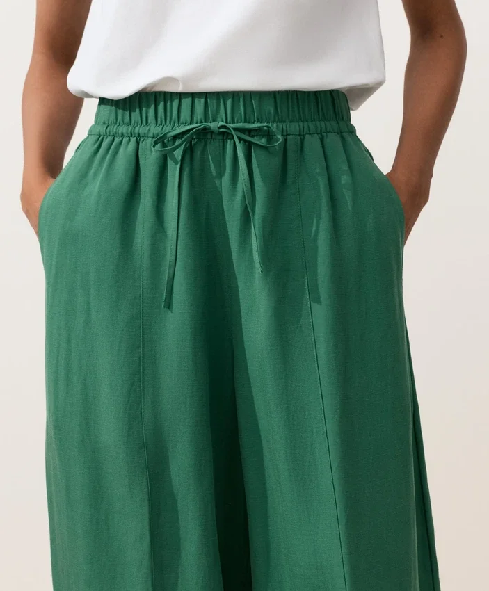 Pantalones tipo globo de mezcla de lyocell y 24 % de lino con costuras Pantalones tipo globo de mezcla de lyocell y 24 % de lino con costuras