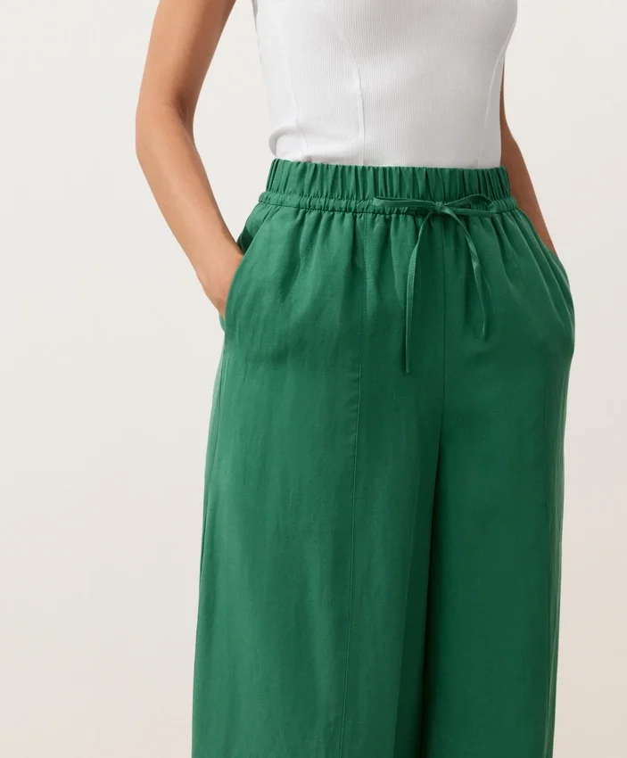 Pantalones tipo globo de mezcla de lyocell y 24 % de lino con costuras Pantalones tipo globo de mezcla de lyocell y 24 % de lino con costuras