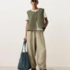 Pantalones tipo globo de mezcla de lyocell y 24 % de lino con costuras Pantalones tipo globo de mezcla de lyocell y 24 % de lino con costuras