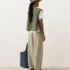 Pantalones tipo globo de mezcla de lyocell y 24 % de lino con costuras Pantalones tipo globo de mezcla de lyocell y 24 % de lino con costuras