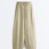 Pantalones tipo globo de mezcla de lyocell y 24 % de lino con costuras Pantalones tipo globo de mezcla de lyocell y 24 % de lino con costuras