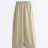 Pantalones tipo globo de mezcla de lyocell y 24 % de lino con costuras Pantalones tipo globo de mezcla de lyocell y 24 % de lino con costuras