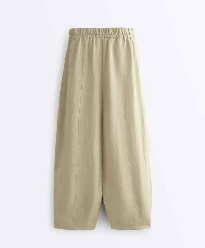 Pantalones tipo globo de mezcla de lyocell y 24 % de lino con costuras Pantalones tipo globo de mezcla de lyocell y 24 % de lino con costuras