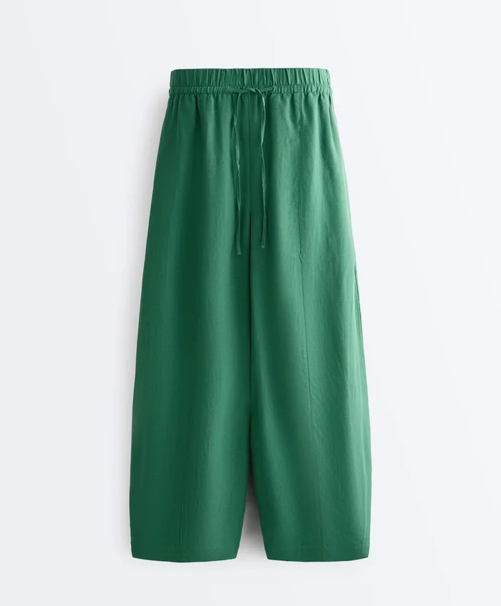 Pantalones tipo globo de mezcla de lyocell y 24 % de lino con costuras Pantalones tipo globo de mezcla de lyocell y 24 % de lino con costuras