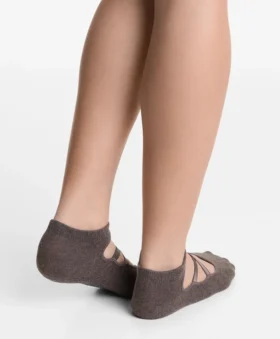 Paquete de 2 pares de calcetines de mezcla de algodón para yoga y pilates con tiras cruzadas