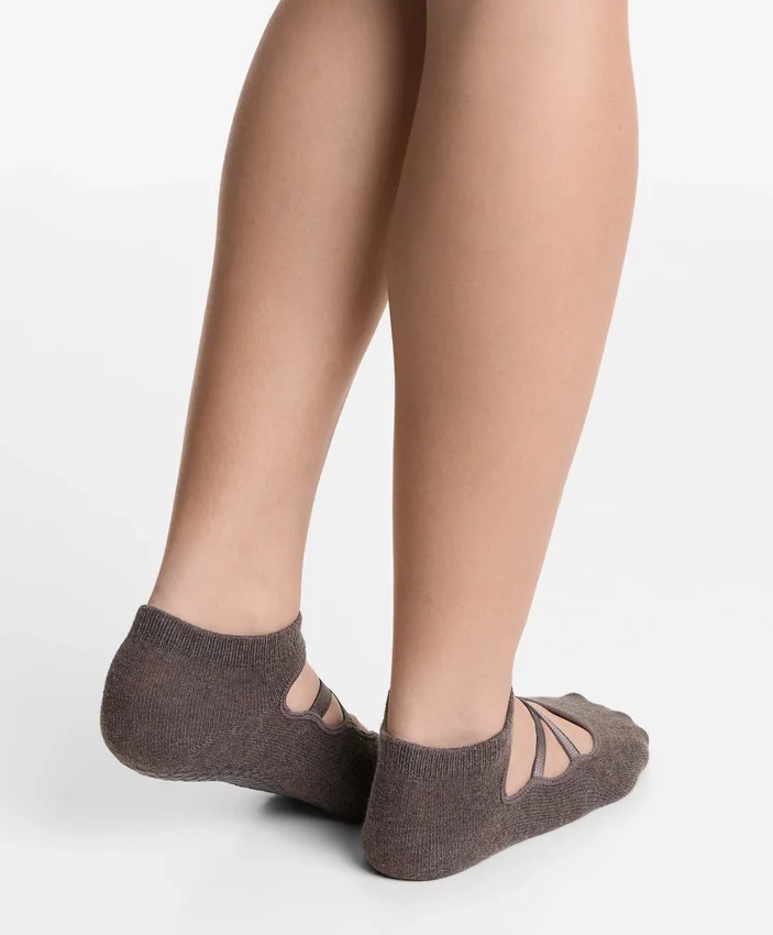 Paquete de 2 pares de calcetines de mezcla de algodón para yoga y pilates con tiras cruzadas Paquete de 2 pares de calcetines de mezcla de algodón para yoga y pilates con tiras cruzadas