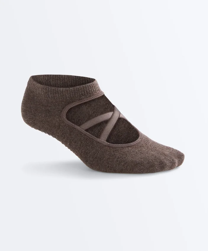 Paquete de 2 pares de calcetines de mezcla de algodón para yoga y pilates con tiras cruzadas Paquete de 2 pares de calcetines de mezcla de algodón para yoga y pilates con tiras cruzadas