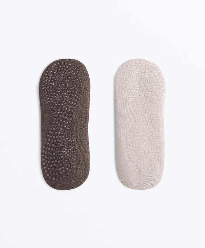 Paquete de 2 pares de calcetines de mezcla de algodón para yoga y pilates con tiras cruzadas Paquete de 2 pares de calcetines de mezcla de algodón para yoga y pilates con tiras cruzadas