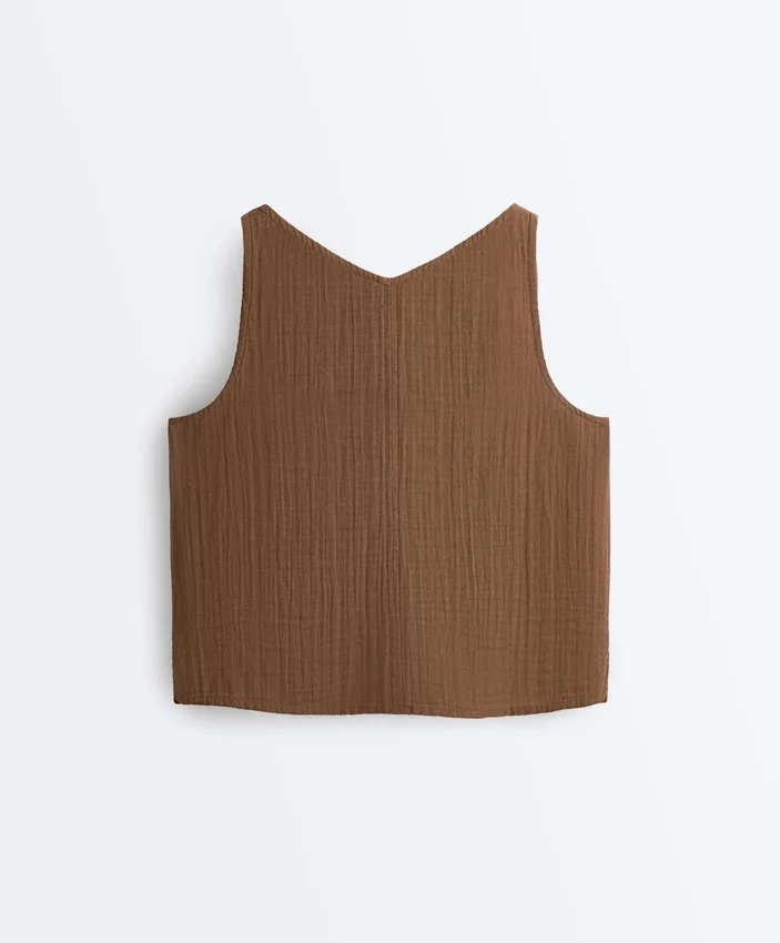 Partes de arriba con cuello en V 100 % algodón Partes de arriba con cuello en V 100 % algodón