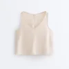 Partes de arriba con cuello en V 100 % lino Partes de arriba con cuello en V 100 % lino