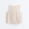 Partes de arriba con cuello en V 100 % lino Partes de arriba con cuello en V 100 % lino