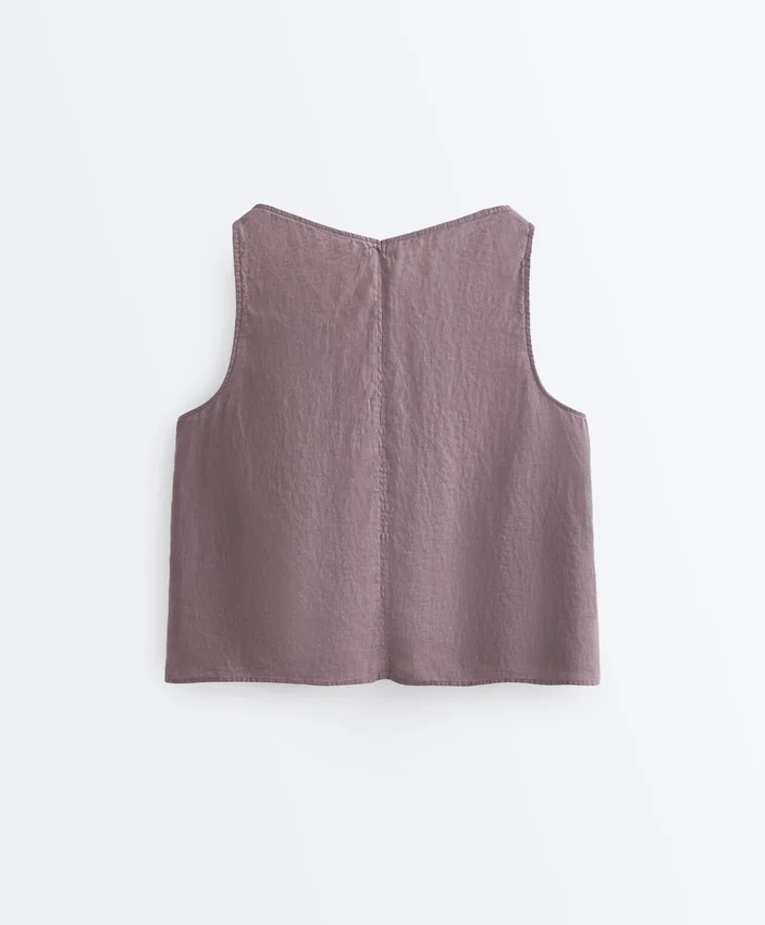 Partes de arriba con cuello en V 100 % lino Partes de arriba con cuello en V 100 % lino