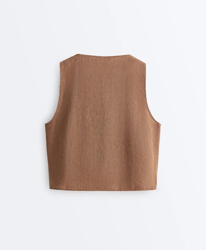 Partes de arriba cruzadas con cuello cuadrado y lazo, 100 % lino Partes de arriba cruzadas con cuello cuadrado y lazo, 100 % lino