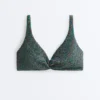 Partes de arriba de bikini con cuello halter de cuadros vichy Partes de arriba de bikini con cuello halter de cuadros vichy