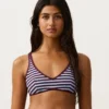 Partes de arriba de bikini halter con textura a rayas Partes de arriba de bikini halter con textura a rayas