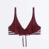 Partes de arriba de bikini halter con textura a rayas Partes de arriba de bikini halter con textura a rayas