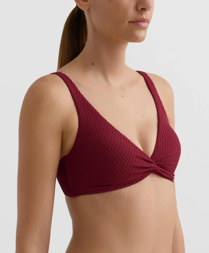Partes de arriba de bikini halter de jacquard de cuadros mini Partes de arriba de bikini halter de jacquard de cuadros mini