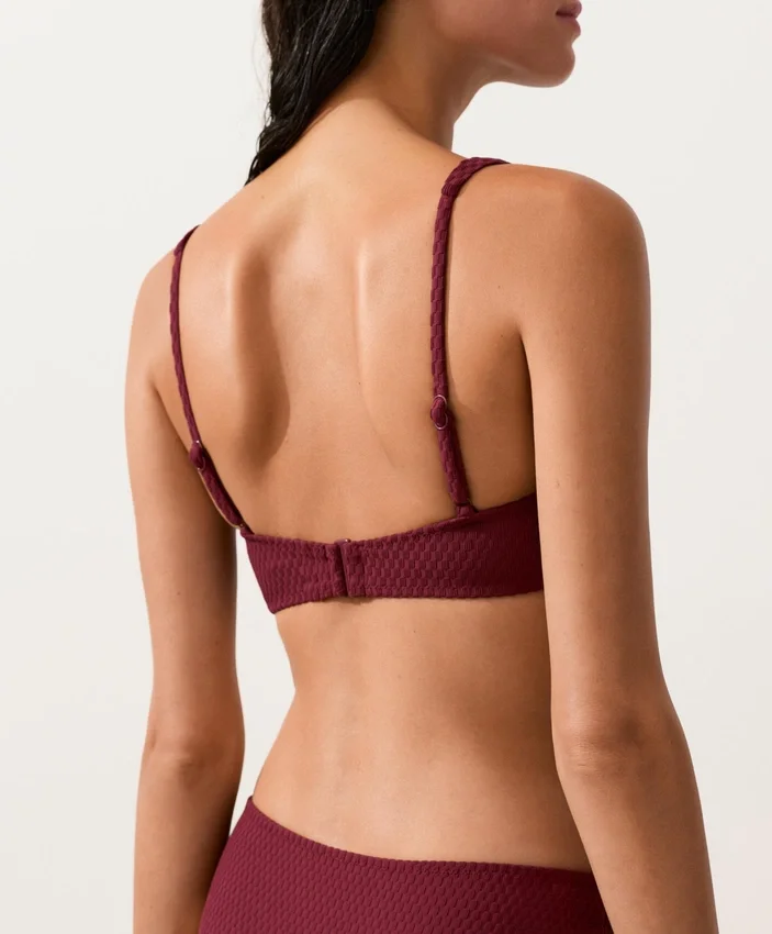 Partes de arriba de bikini halter de jacquard de cuadros mini Partes de arriba de bikini halter de jacquard de cuadros mini