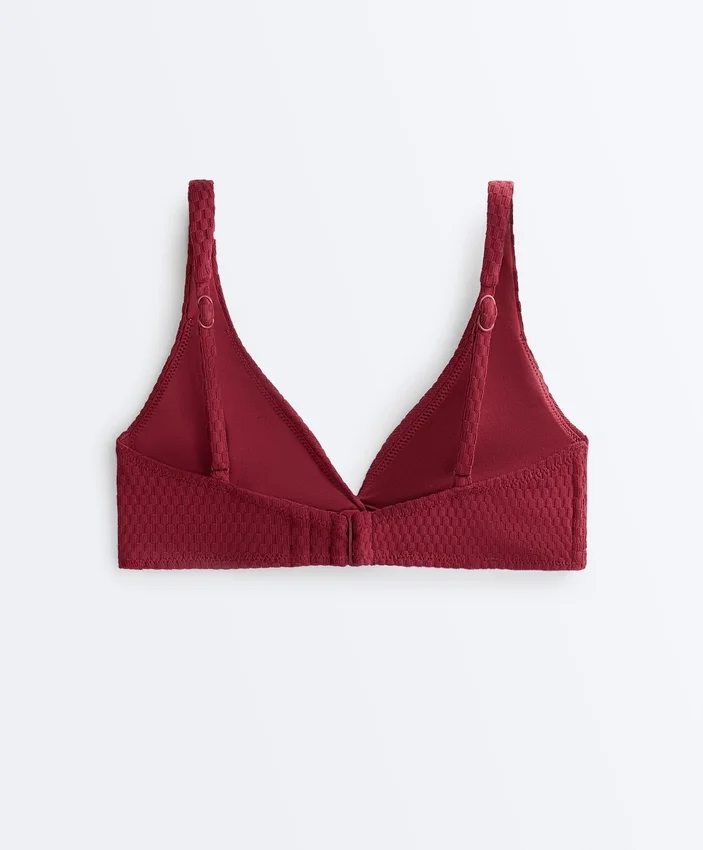 Partes de arriba de bikini halter de jacquard de cuadros mini Partes de arriba de bikini halter de jacquard de cuadros mini