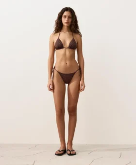 Braguitas de bikini de cobertura media con lazo y estampado de leopardo