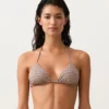 Partes de arriba de bikini triangular con estampado mini y hilo metálico Partes de arriba de bikini triangular con estampado mini y hilo metálico