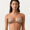 Partes de arriba de bikini triangular con estampado mini y hilo metálico Partes de arriba de bikini triangular con estampado mini y hilo metálico