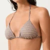Partes de arriba de bikini triangular con estampado mini y hilo metálico Partes de arriba de bikini triangular con estampado mini y hilo metálico