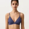Partes de arriba de bikini triangular de cuadros vichy