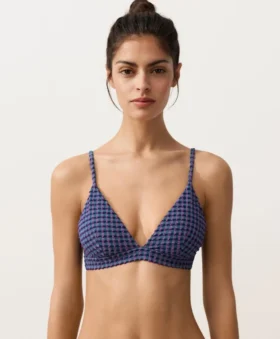 Partes de arriba de bikini triangular de cuadros vichy Partes de arriba de bikini triangular de cuadros vichy