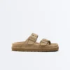 Sandalias de plataforma de piel serraje con hebilla Sandalias de plataforma de piel serraje con hebilla