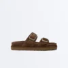 Sandalias de plataforma de piel serraje con hebilla Sandalias de plataforma de piel serraje con hebilla